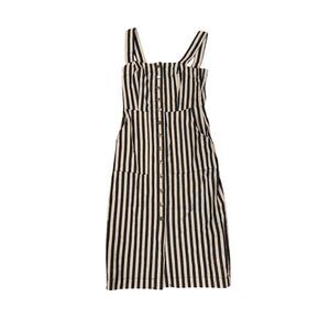 Forever 21 Women's XS Black & White Striped Sleeveless Midi Dress